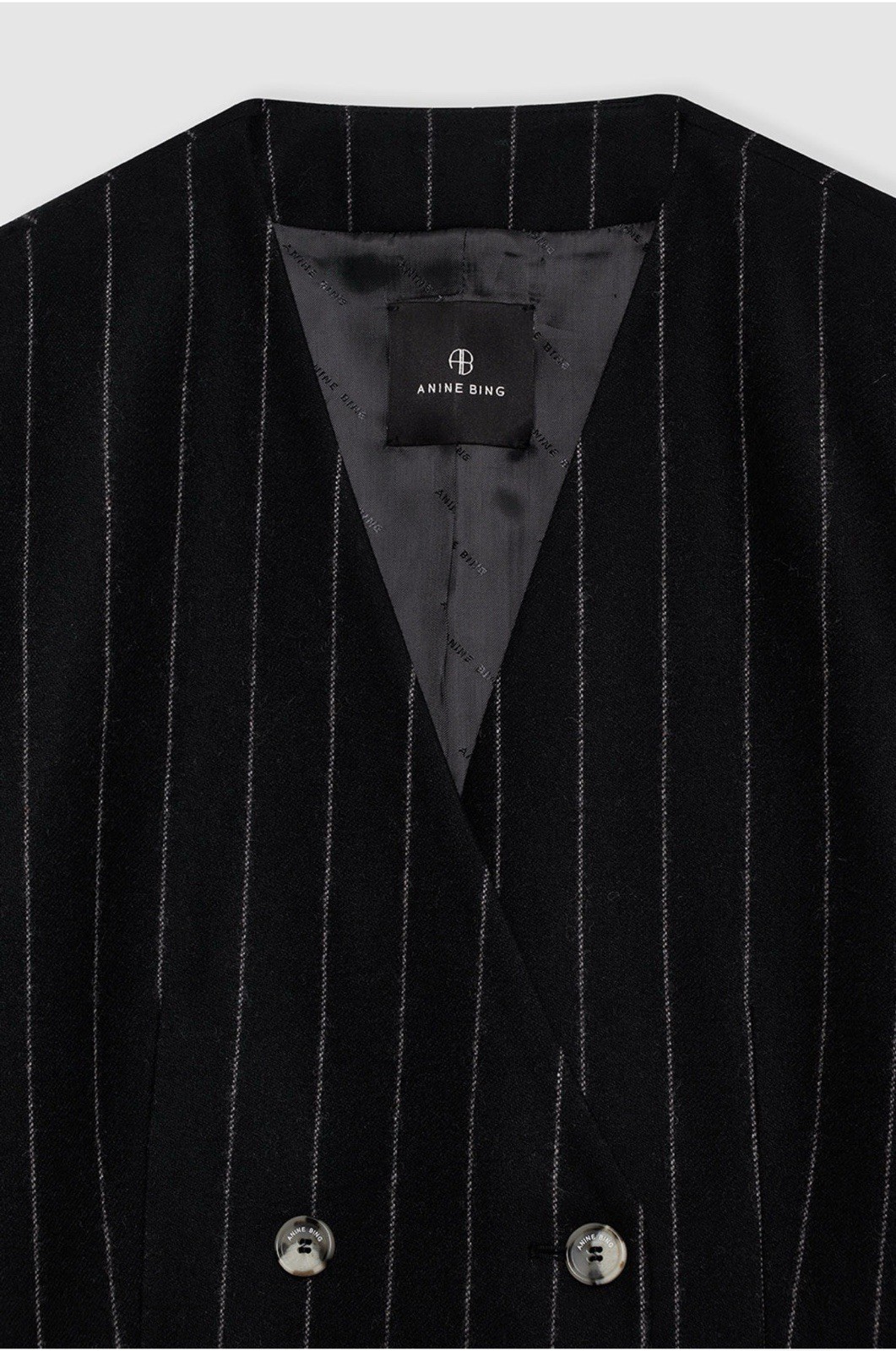 Anine Bing Women's Maron Blazer - Dark Grey Pinstripe. Size L image 4