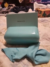 TIffany & Co. Blue Hard Eyeglasses Sunglasses Case With Box And Cloth
