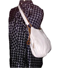 BRUNO ROSSI-Winter White Glove Leather Crossbody/ Shoulder Bag-Italy