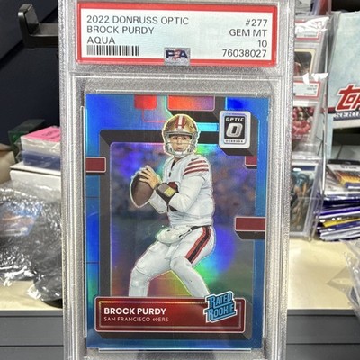 Panini Donruss Optic Brock Purdy Rated Rookie Aqua Prizm #277 /299 PSA 10