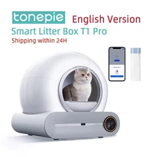 Tonepie 65L Automatic Smart Cat Litter Box Self Cleaning Fully Enclosed Cat Litt