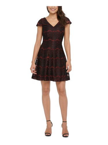 Robe Femme Kensie - Noire Et Charbon - Manches Courtes Avec Superposition - Taille XL - Neuf Avec étiquettes