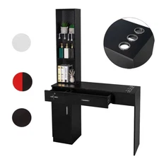 Wood Salon Cabinet Hair Styling Station Storage Barber Shelf Table Spa Equipment