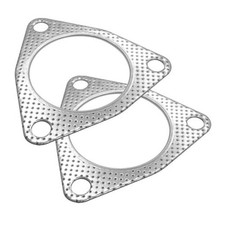 2PCS Exhaust Gasket, 3 Bolt Metal Three-hole Exhaust Flange Gasket,