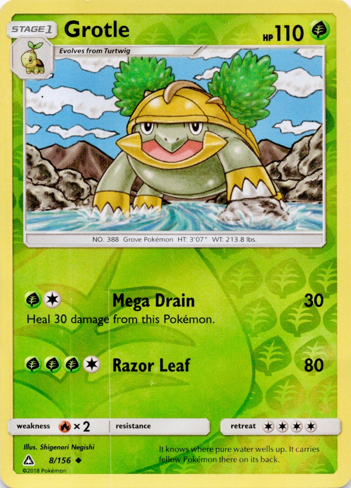 Grotle 8/156 Uncommon Ultra Prism Pokemon Reverse Holo Lightly Played