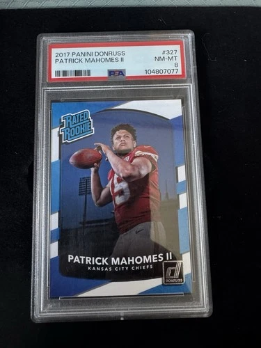 2017 Panini Donruss Rated Rookie Patrick Mahomes II PSA 8