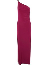 Ralph Lauren Embellished  One-Shoulder Maxi Dress Pink Size 14