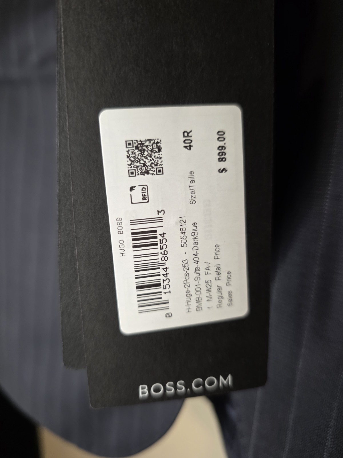 Hugo BOSS Huge Slim Fit Navy Pinstripe Wool Jacket BOSS 40R thumbnail 5
