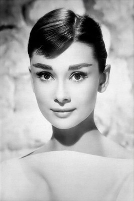 Audrey Hepburn Black and White Portrait Poster, Music Poster Wall Art Decor