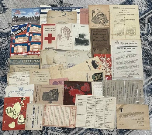 WW1 WWI Military US Army AEF Soldier Grouping Postcards Letters Booklets & More!