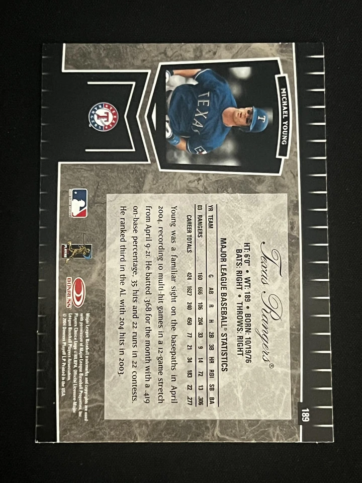 2004 Leaf Certified Cuts #189 Michael Young - Image 2 of 2