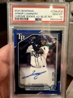 2024 Bowman Chrome Junior Caminero BLUE Refractor Rookie Auto #/150 PSA 10