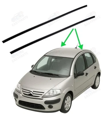Guarnizione Gomma Plastica Adesiva Nera Tetto Per Citroen C3 2002 - 2009