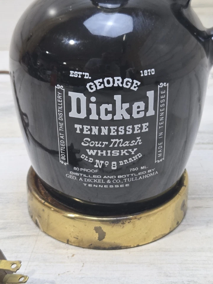 Lámpara de mesa vintage George Dickel jarra de whisky Merle Haggard rara Foto 2 de 4
