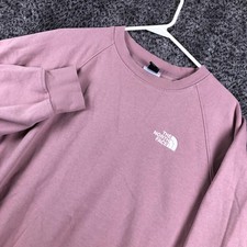 The North Face Sweatshirt Mens Medium Pink Fleece Pullover Crewneck Logo Graphic