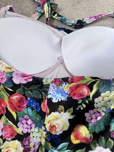 Seafolly Australia black multi-colour Halterneck One Piece Boyleg Swimsuit 6 8 - Picture 7 of 10