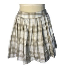 Juniors Small Plaid Pleated Skirt Schoolgirl Size S Brown Blue NEW