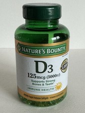 Nature's Bounty Vitamin D3 125mcg 5000iu 400 Gels Strong Bones/Teeth Exp:10/2027