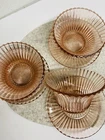 Vintage Anchor Hocking Queen Mary Pink Depression Glass Bowl And Saucer Set Of 3
