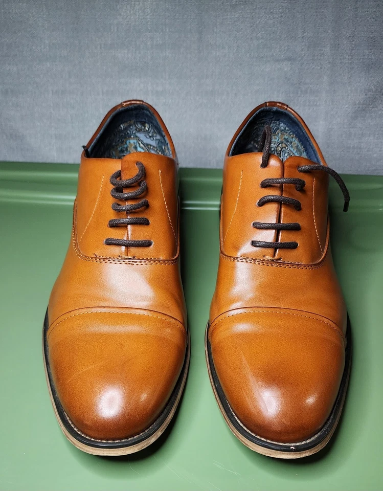 BRUNO MARC NEW YORK Louis-2 brown gold Oxford Dress Shoe Men's 9.5  - Image 3 of 4