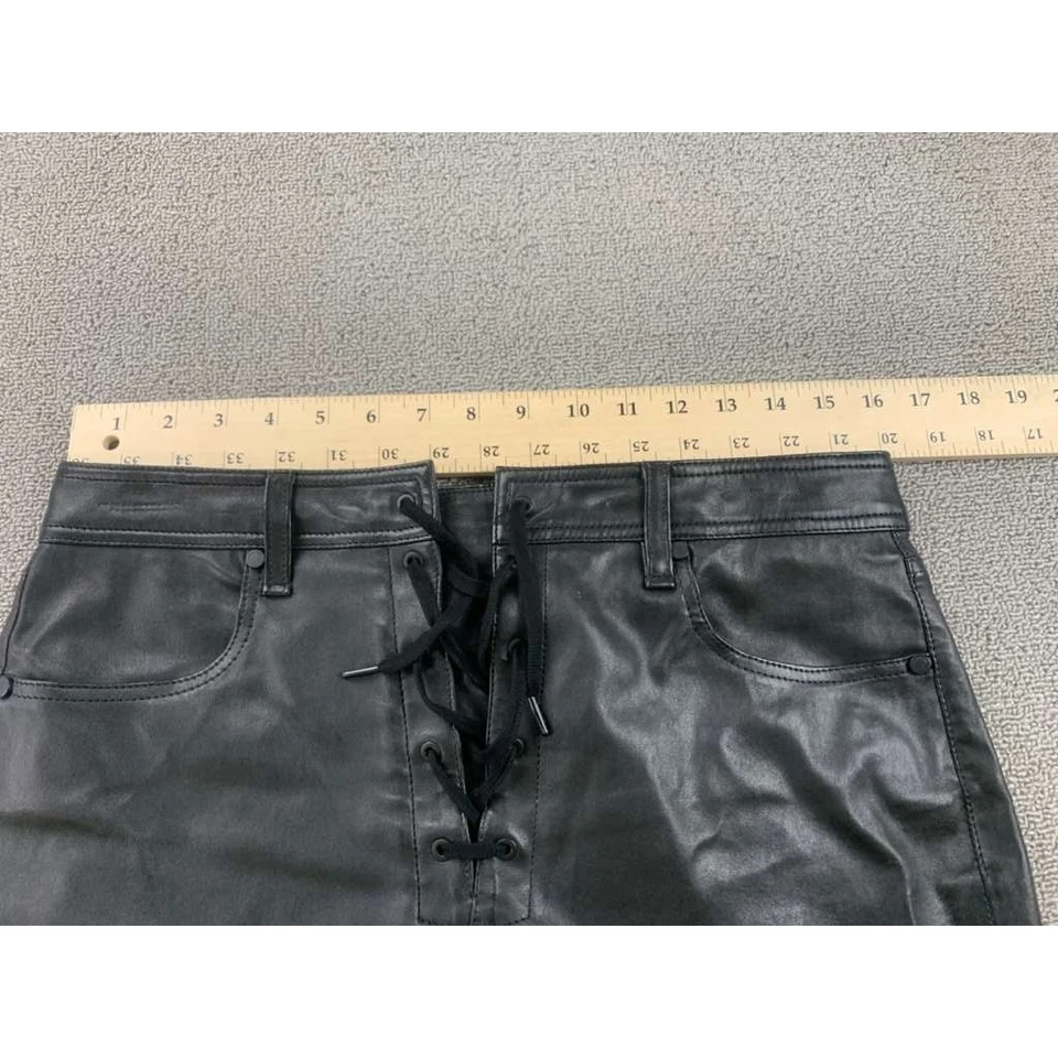 Rag And Bone Skirt Women 29 Black 100% Lamb Leather Lace Up Front Four Pocket - Image 4 of 4