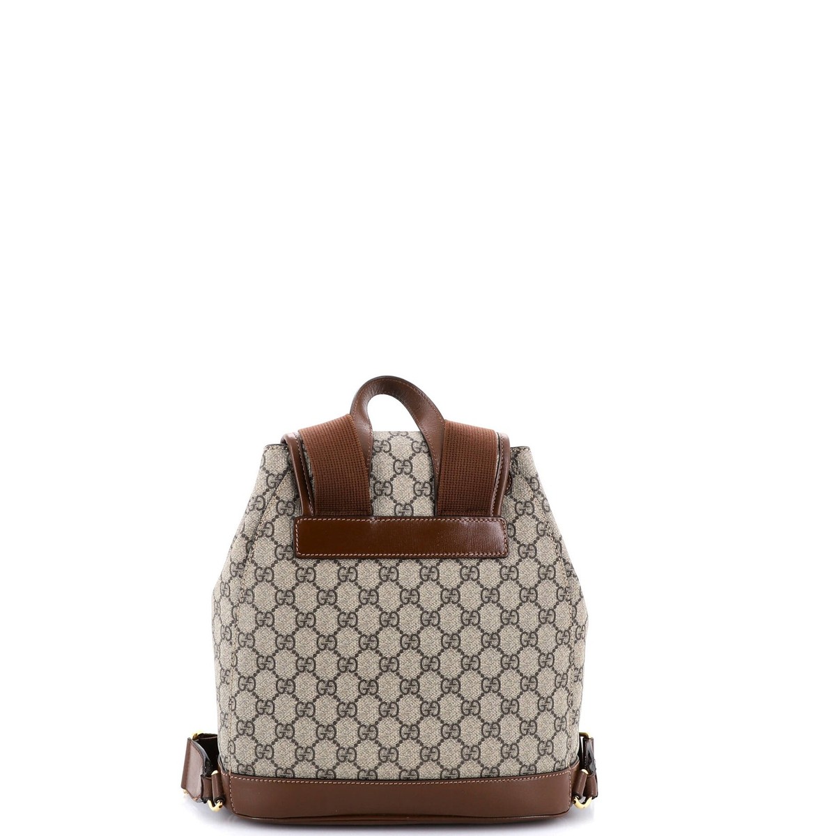 Gucci  Flap Interlocking G Patch GG Supreme Canvas Drawstring Backpack Off White Gucci Interlocking G Patch Drawstring Flap Backpack GG  main image 3