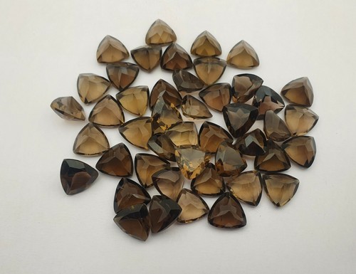 Natural Smoky Quartz Trillion Cut Loose Gemstone Lot 21 Pcs 12 MM 100 CT - Picture 4 of 4