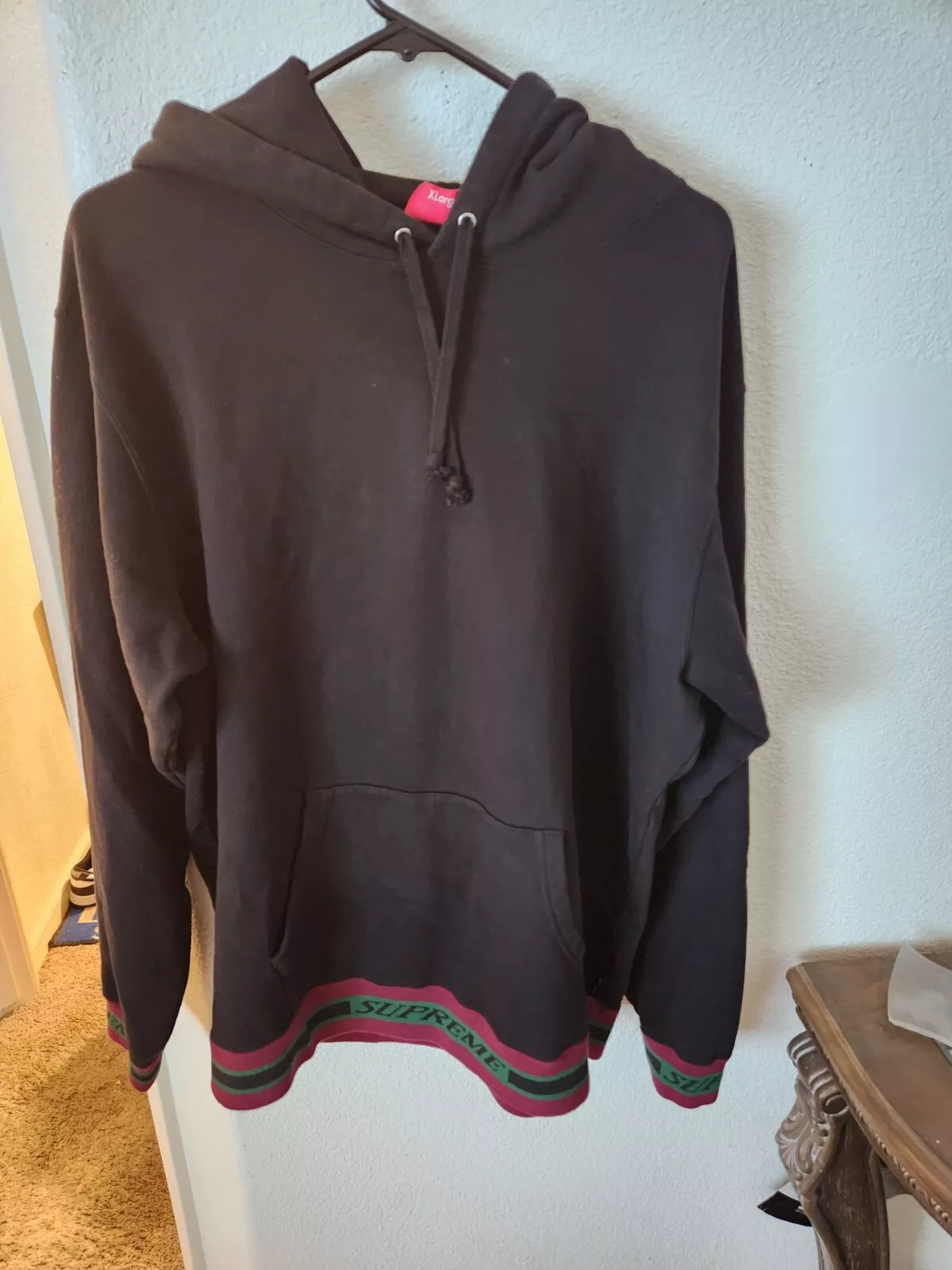 Sweat shirt à capuche à rayures Supreme FW18 noir XL