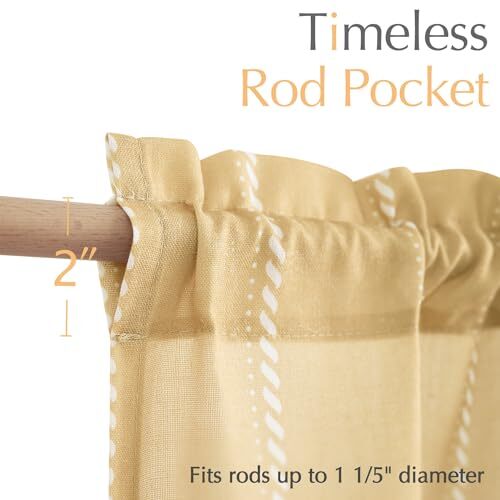 Nautical Valance Striped Linen Curtain 16 Inches 16"L Nautical Striped Yellow - Picture 7 of 8