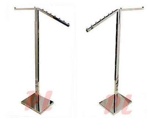 2 Way Chrome Clothing Garment Retail Display Rack Clothes Hanger Fixture 71"