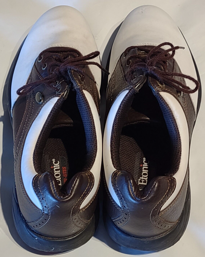 Men's Golf Shoes Etonic Lite-Tech Size 9.5M White & Brown Oxfords LT80-14 - Picture 7 of 8