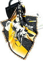 27"x27"Sky Horse Print Pure Mulberry Satin Silk 12momme Scarf 68x68cm5-67