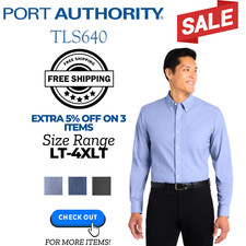 Port Authority TLS640 Mens Long Sleeve Big Tall Crosshatch Easy Care Shirt