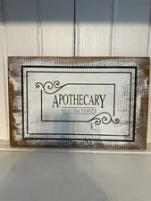 Wood Apothecary Sign Country Rustic Primitive Farmhouse Shabby Décor 14x9.25