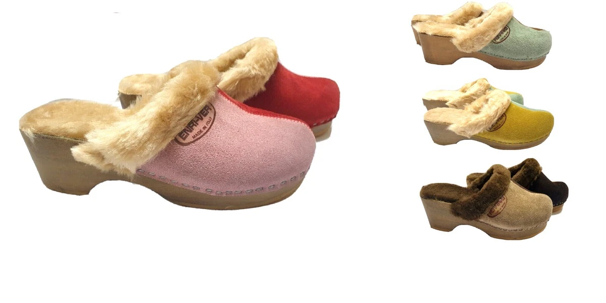 ZOCCOLI PELO Donna Bambina Imbottiti Tacco PELLICCIA Fluffy Mules Damen Femme