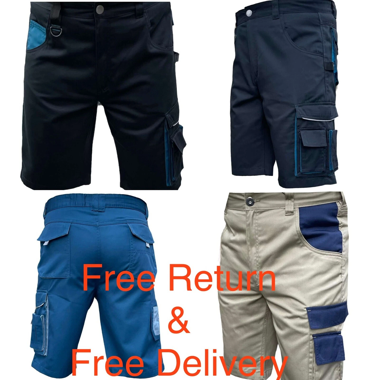 Mens Cargo Work Shorts Multi Pockets Summer COMBAT SHORT Black & Navy Heavy Duty
Opens in a new wind