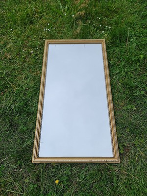Vintage Spiegel 60er 80er Jahre rechteckig Gold Holz gerahmt abgeschrägt Wand Waschtisch Retro
