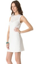 Nanette Lepore Pointelle Ribbed Sleeveless Sweater Artistic White Dress S NEW