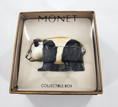 MONET Trinket Box PANDA BEAR Collectible Enamel Keepsake NIB 