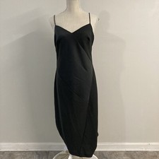 Banana Republic Dress Charcoal Grey Size 8 Spaghetti Strap Midi