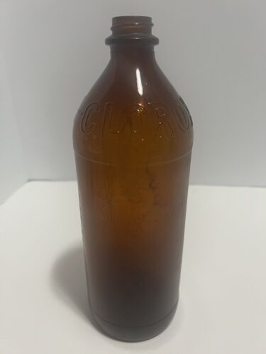Vintage Clorox Bleach Embossed Amber Brown Glass 10” x 3.25” Quart Jug - No Lid - Picture 3 of 12