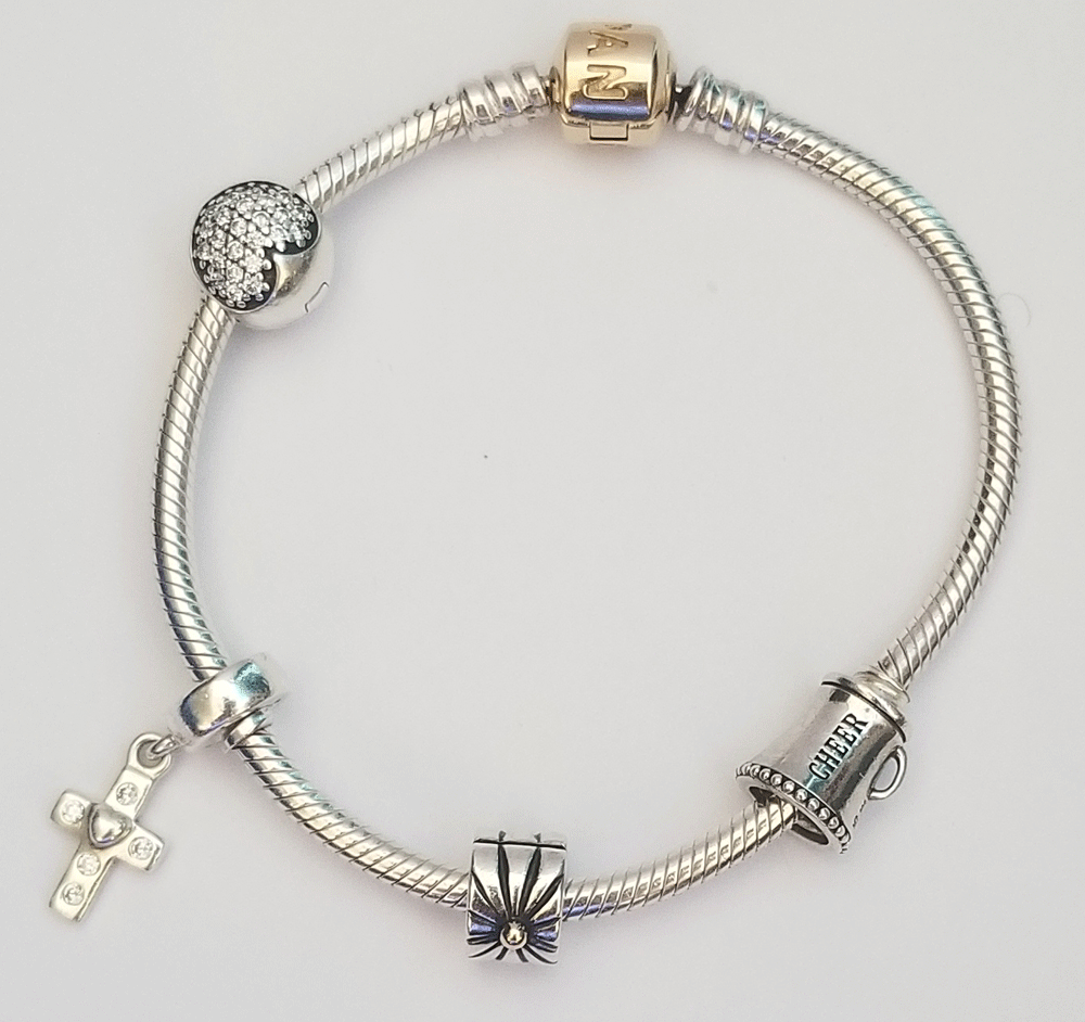 アクセサリー Pandora Diamond 14k Charm 100% Authentic Pandora 14K Yellow Gold Diamond Matrix