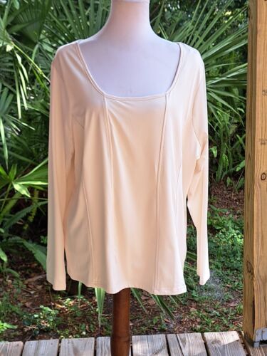 Madison And Hudson Top Womens 2X Ivory Blouse Square Neck Long Sleeve