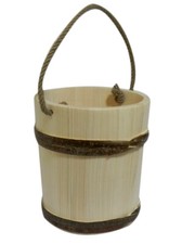 Big Wooden Bucket with rope handle 7l - old style very solid sauna pot flowerpot