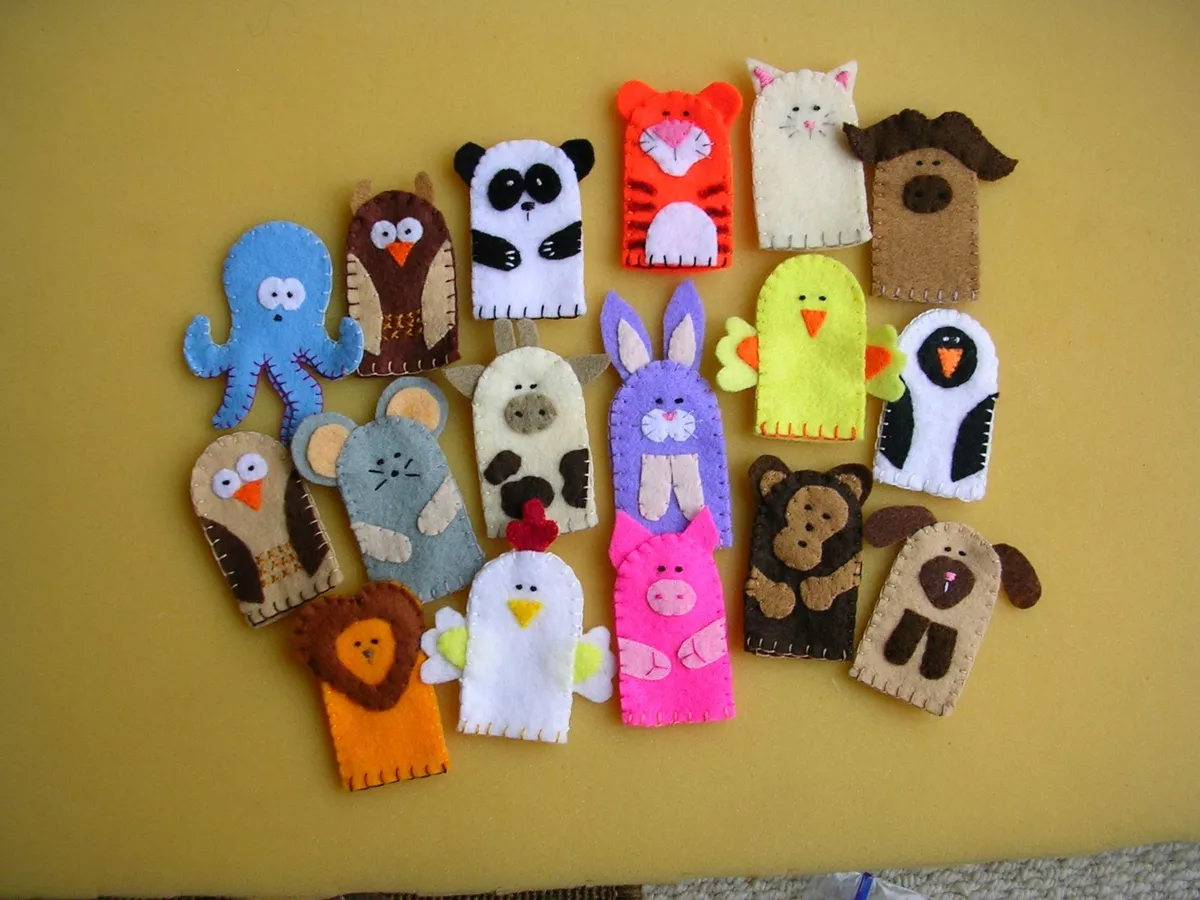 Set Of 5 Felt Animal Finger Puppets eBay