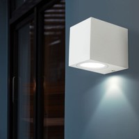 AußEnleuchte Wandlampe Fassadenleuchte Led Alu Glas Weiß Down Strahler Garten