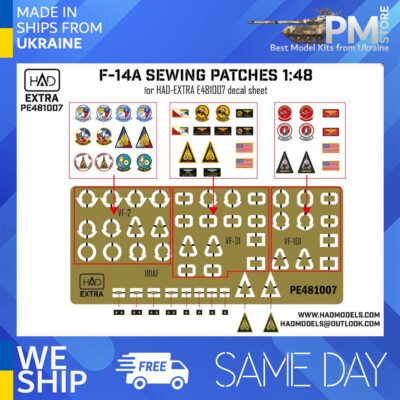 HAD models PE481007 1/48 F-14A-D sewing patches VF-2 VF-101 VF-31 photo-etched