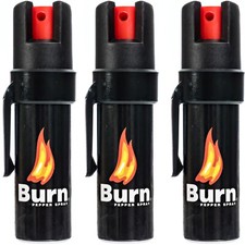 3-Pack Burn Pepper Spray for Self Defense - 0.84 fl oz Black with Security Clip