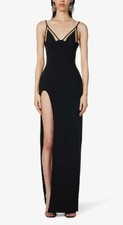 DAVID KOMA Plunge-neck split-hem stretch-woven gown UK 12