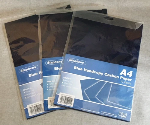 3X Stephens Handcopy Carbon Paper Blue A4 10 Sheets Home Office Craft